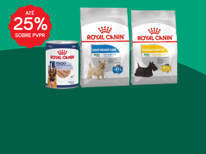At&eacute; 25% PVPR em alimenta&ccedil;&atilde;o Royal Canin